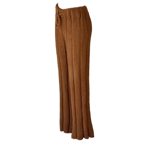 Solid Ribbed Knit Blanket Pants in Caramel - Picture 3 of 5